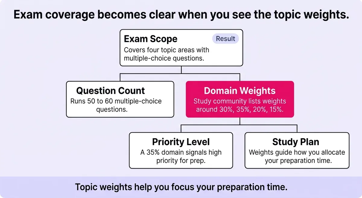 What the Exam Actually Tests Across Its Four Topic Areas